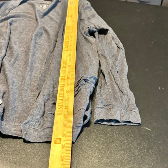 Ann Taylor LOFT Linen Cardigan Blue Open Front Pocket Sweater Womens L - Picture 5 of 6